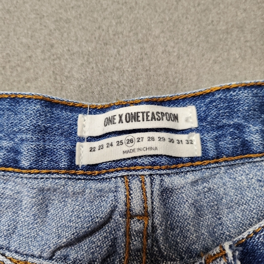 đ
șOne Teaspoon Awesome Baggies Distressed Boyfriend Jean Sz 26 - Picture 4 of 13